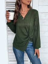 V-neck Shirt Pit Long Sleeve T-shirt Top