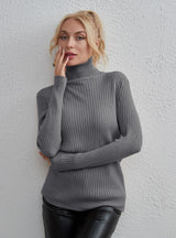 Solid Color Fashion High Neck Sweater