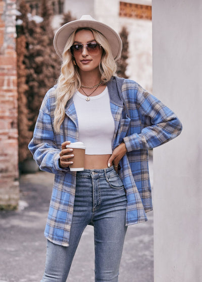 Flannel Plaid Casual Hooded Coat