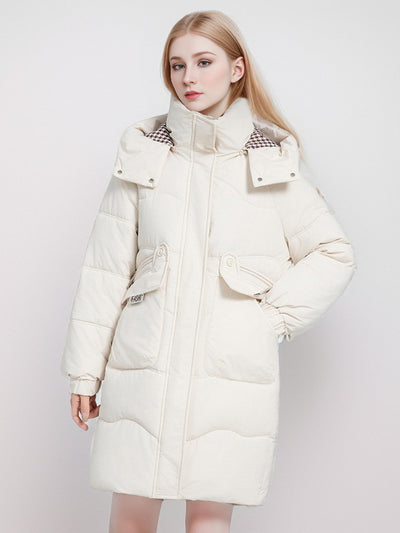 Loose Hooded Medium and Long Cotton-padded Jacket