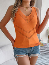 Leisure V-neck Hollow Sweater Holiday Top