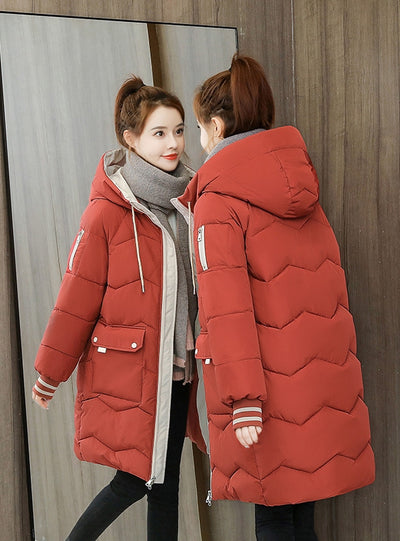 Loose Medium and Long Thick Cotton-padded Jacket