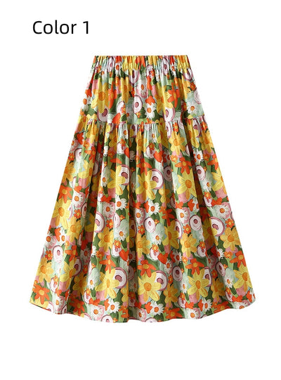 Elastic Waist Holiday Print Slim Skirt