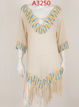 Short-sleeved Beach Tassel Loose Cover Up