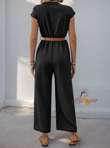 Stand-up Collar Solid Color Straight Jumpsuit