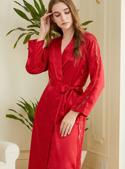 Women Silk Long Robe Pajama