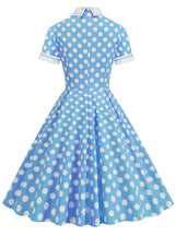 50'S Palace High Collar Polka Dot Retro Dress