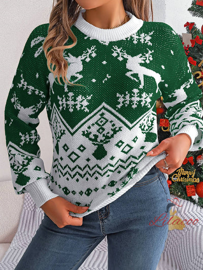 Christmas Leisure Deer Pattern Long Sleeve Sweater