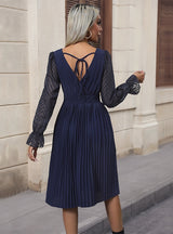 V-neck Backless Long Sleeve Dress