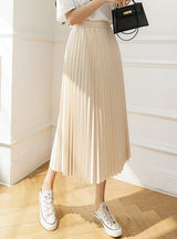 High Waist and Long Slim Pleated Skirt