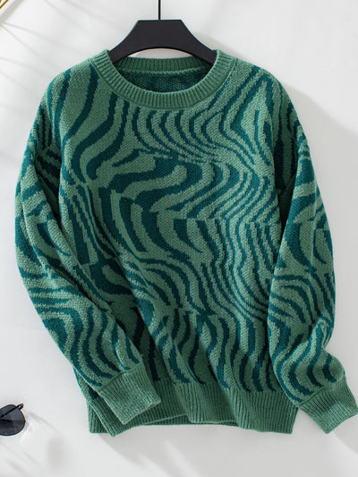 Women Zebra Striped Turtleneck Sweater