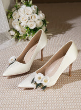 Satin Pointed Shallow-mouth Wedding Shoes