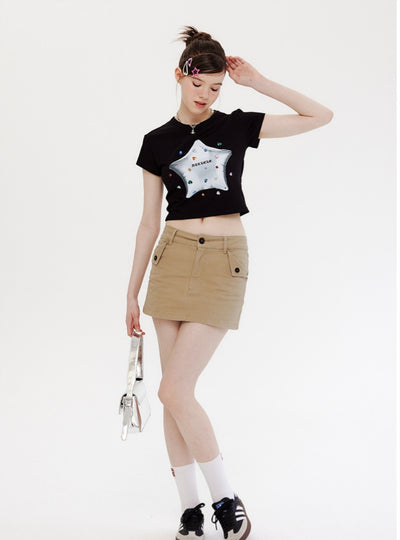 Five-pointed Star Printed Short-sleeved T-shirt