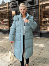 Over-the-knee Thickened Hooded Cotton-Padded Jacket Coat