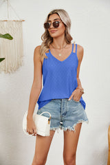 Solid Color V-neck Suspender Vest Loose T-shirt