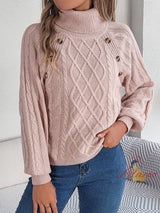 Casual Solid Color Button Twists Sweater