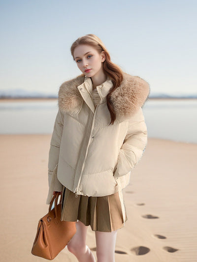 Short Warm Coat Large Fur Collar Down Jacket