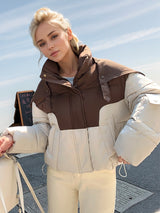 Short Loose Contrast Cotton-padded Jacket