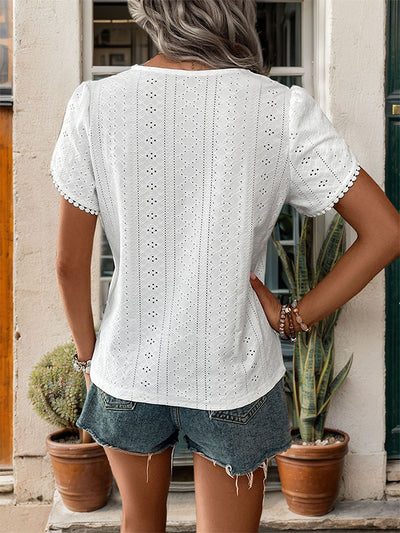 V-neck White Short Sleeve Shirt