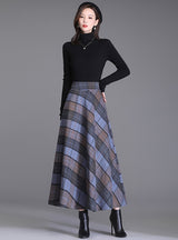 Thickened High Waist Plaid Woolen Skirt