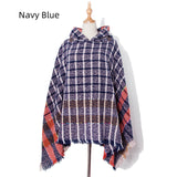 Checked Hooded Pullover Cloak