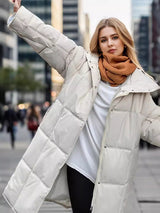 Medium and Long Large Pocket Hooded Loose Padded Coat