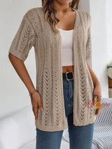 Hollow Short-sleeved Knitted Cover Up Coat