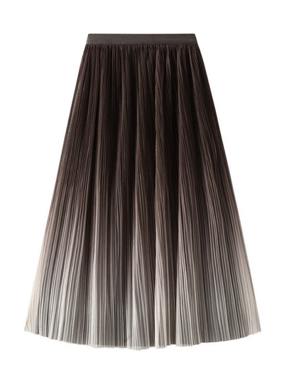 High Waist Gradient Pleated Skirt