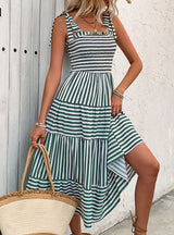 Holiday Striped Suspender Dress