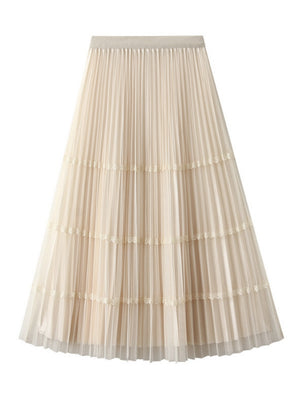 Skinny High Waist Pleated Gauze Dress