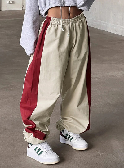 Contrasting Elastic Waist Slacks Pant