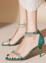 Rhinestone Chain High-heeled Sandal