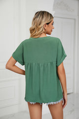 V-neck Loose Short-sleeved Chiffon Shirt T-shirt