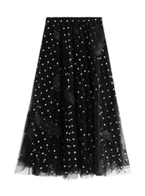 Feather Embroidered Gauze Skirt