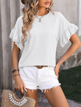 Solid Color Round Neck Short Sleeve T-shirt