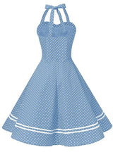 Retro Backless Polka-dot Halter Dress