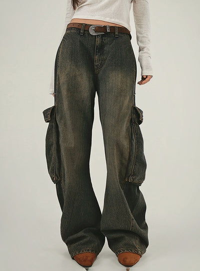 Retro Overalls Jeans Loose Pants