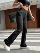 Pocket Slim Solid Color Casual Trousers Pant