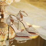 Sequined Thin-heeled Pointed Wedding Shoes