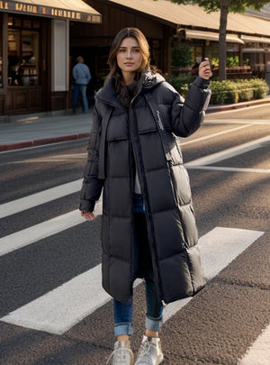 Long Thick Hooded Loose Down Coat