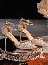 Women Beaded Pointed Wedding Shoes