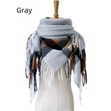 Rhombic Plaid Fringed Square Scarf