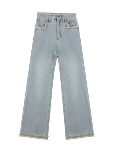 Retro Washed High Waist Wide Legs Jeans