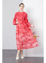 Butterfly Printed Pleated Loose Dress