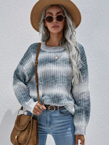 Pullover Striped Round Neck Rainbow Sweater