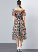 Floral High Waist Gauze Holiday Dress