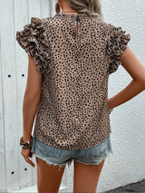 Lotus Leaf Short Sleeve Leopard Print Shirt