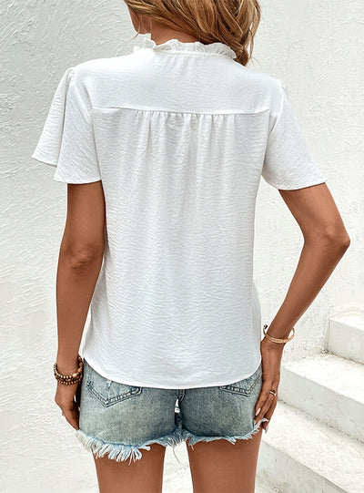 White Short-sleeved Embroidered T-Shirt