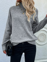 Solid Color Turtleneck Pullover Loose Sweater