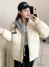 Checkerboard Loose Cotton-padded Down Jacket